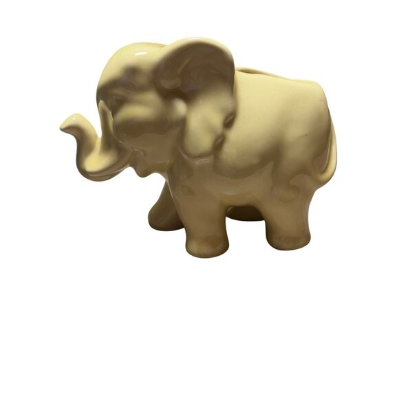 Vintage Yellow Ceramic‎ Elephant Planter Vase Glazed - Picture 3 of 6
